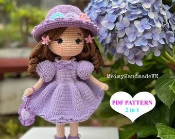 Emma Crochet Doll Pattern, Hydrangea Doll, Amigurumi Doll Pattern, PDF English Tutorial