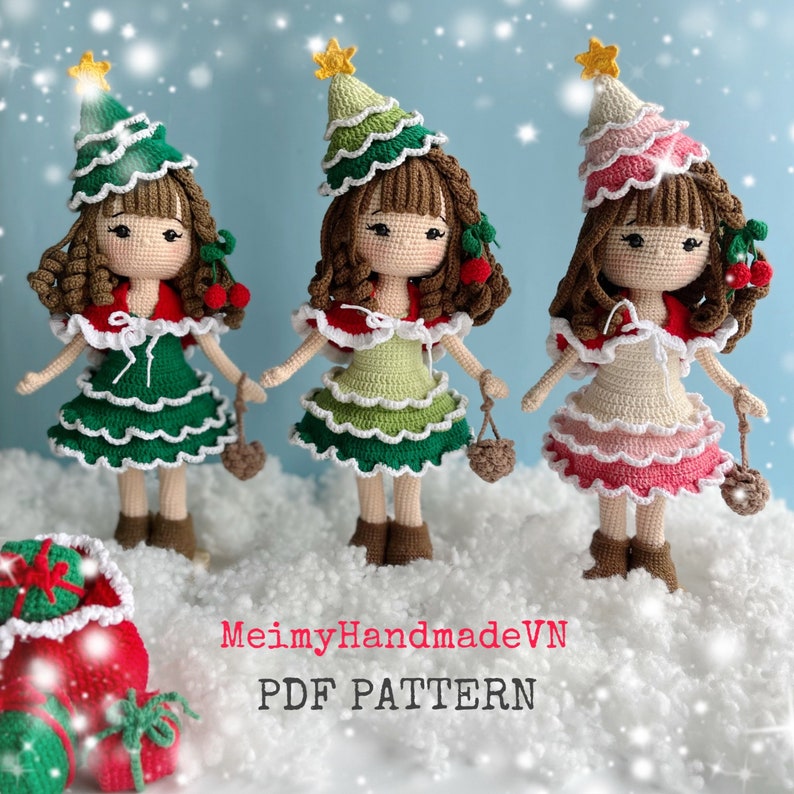 Noel Christmas Tree Crochet Doll Pattern, Amigurumi Doll Pattern, PDF English Tutorial image 1