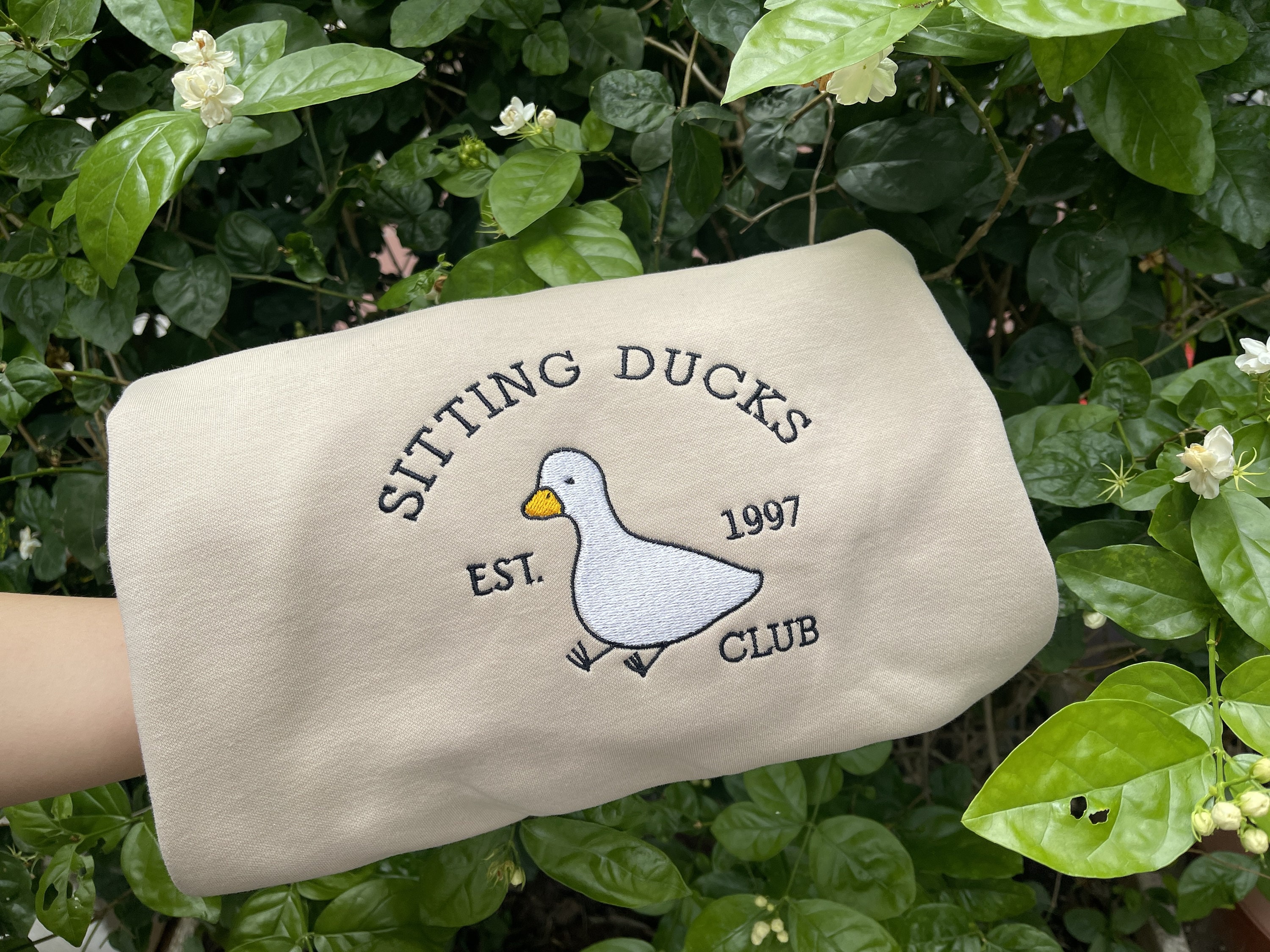 Discover Sitting Ducks Club Embroidered Sweatshirt, Duck Shirt, Funny Shirt, Silly Goose, Est Shirt EH052