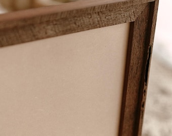 Cadre photo A3 rustique en bois dur recyclé : oeuvre d'art murale faite main