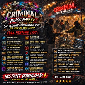 Script de mercado negro para FiveM / QB-Core con actualizaciones