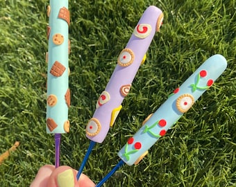 Conjunto de agulhas de crochê para bolos | Cabos ergonômicos personalizados feitos à mão em argila polimérica