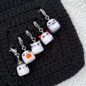 Polymer Clay Ghost Crochet Stitch Markers | Witch, Devil, Cat, Pumpkin Ghost Charms