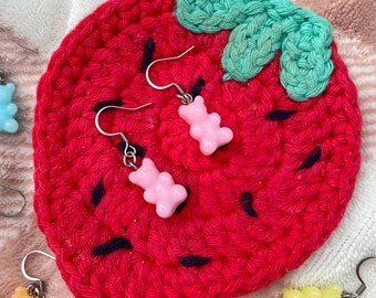Gummibärchen Ohrringe | Hypoallergene Edelstahl Süße Gummie Bär Harz Ohrringe | Süßigkeit-Teddybär-Ohrringe