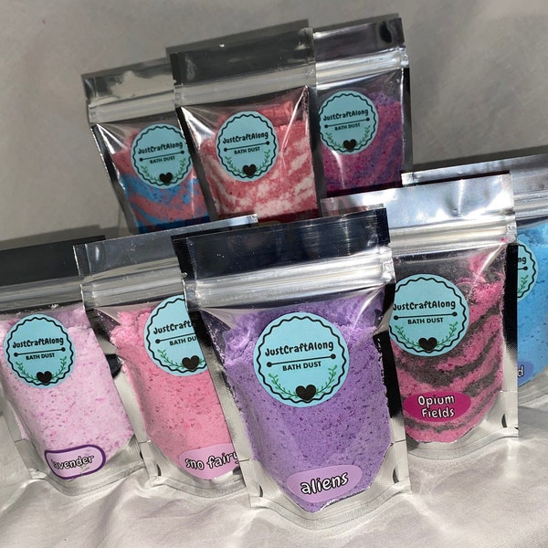 Bath Dust | Silky, Fragrant, and Colourful Bath Dust | Handmade, Strong Scented Bath Salts with Positive Benefits to Skin, Hair and Body