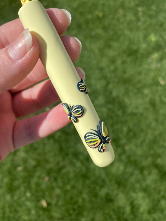MADE TO ORDER Yellow Butterfly Crochet Hook | Custom Crochet Hooks |  Polymer Clay Crochet Hooks | Cute Crochet Hook | Crochet Hook Grip