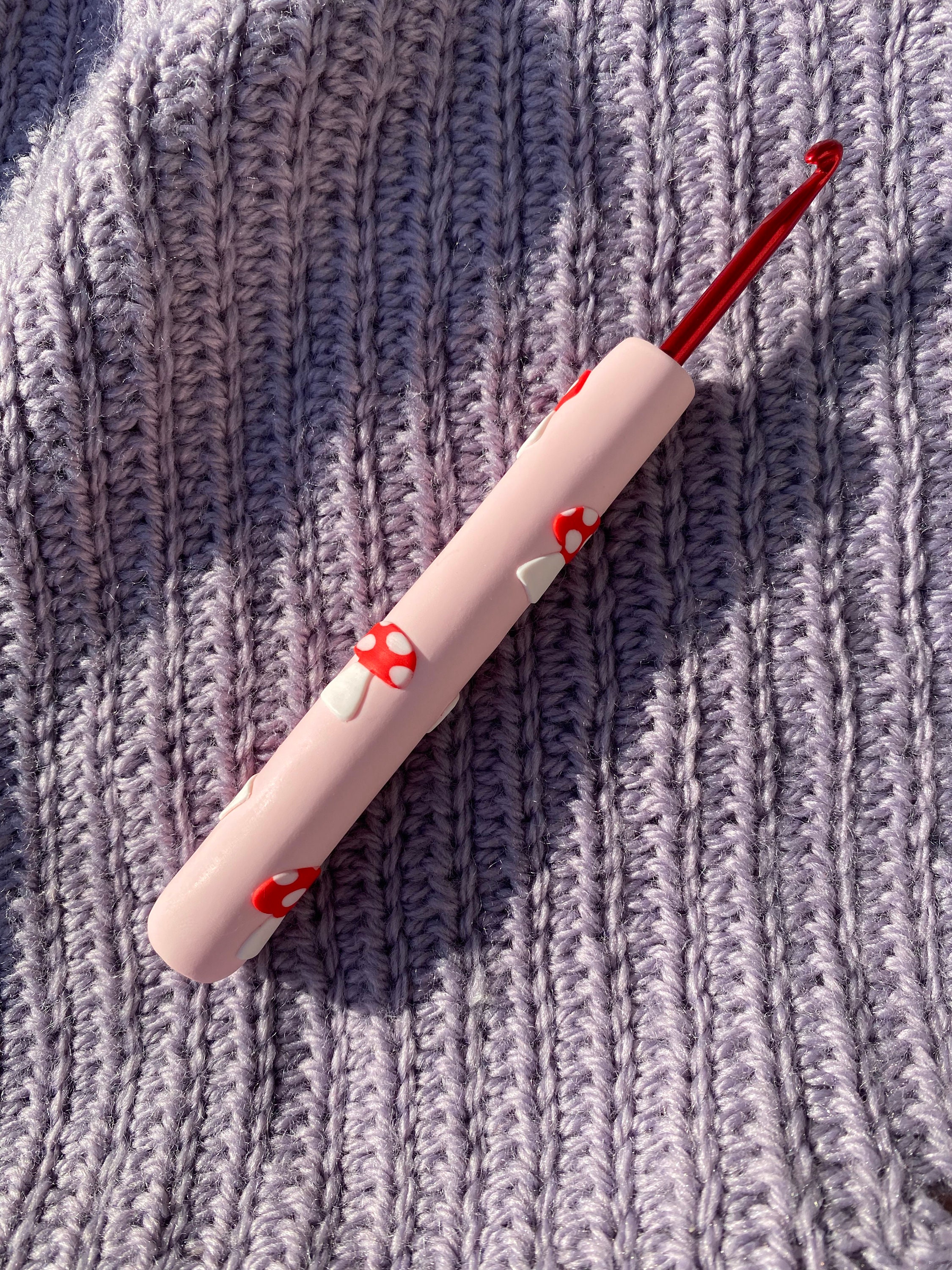 MADE TO ORDER Pink Mushroom Crochet Hook Pink Crochet Hooks Polymer Clay  Crochet Hooks Cute Crochet Hook Crochet Hook Grip 