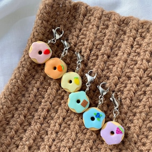 Fruity Donut Stitch Markers | Cute Sweets Stitch Marker Charms | Polymer Clay Progress Keepers | Knitting Stitch Marker