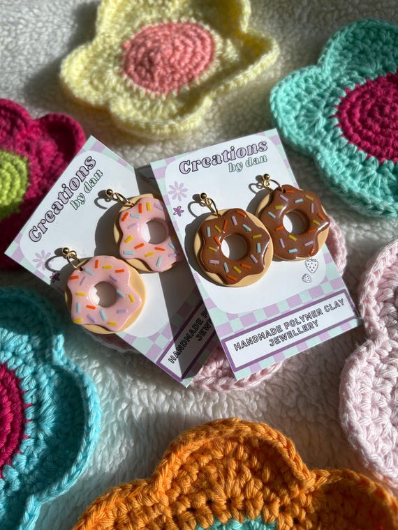 Sprinkled Donut Earrings | Polymer Clay Doughnut Earrings
