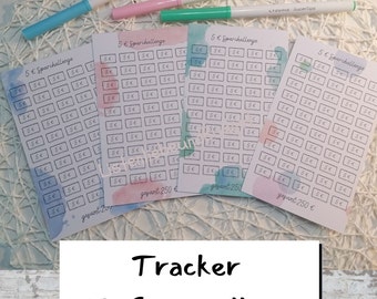 5 euro savings challenge tracker with matching budget sheet, challenge for saving, savings tracker, budget sheet, also as a set