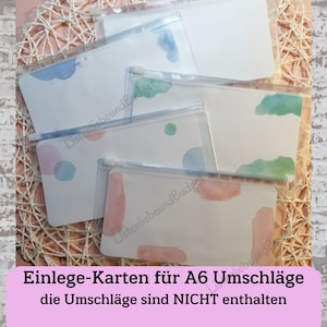 Einlege-Karten für A6 Geldumschläge, Dashboards für ZipBags A6, basic oder laminiert, ohne Umschläge, nur die Inlays