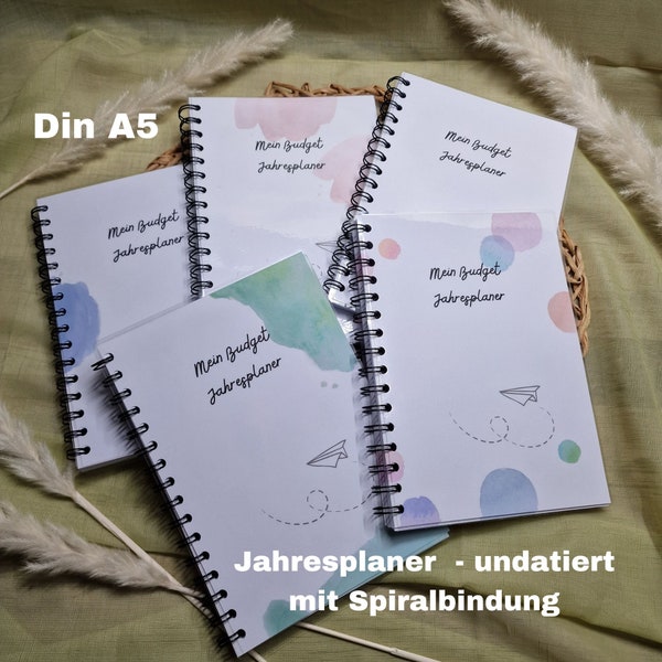 Budget-Planner Jahresplaner, undatiert, 12 Monate blanko, mit Spiralbindung, starte jederzeit deine Budgetplanung mit der Umschlagmethode