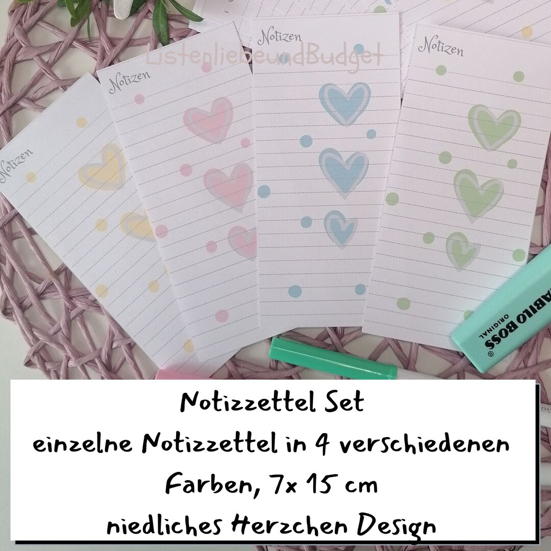 Notizzettel mit Herz, Zettel Set für Notizen, 24 72 Blatt, einzelne ...