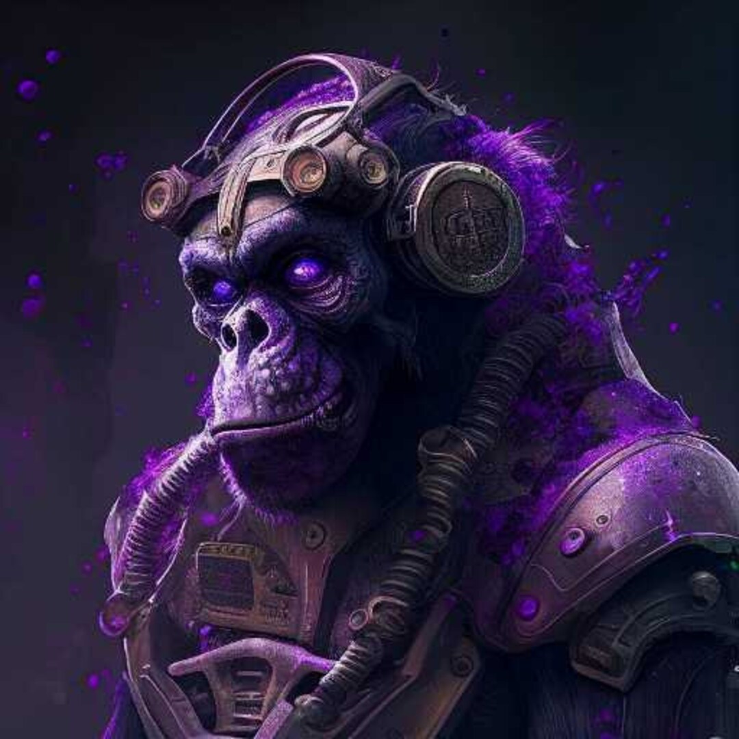 Cyber Punk Mutant Chimp Toxic Purple Dreamscape Delight Digital Artwork ...