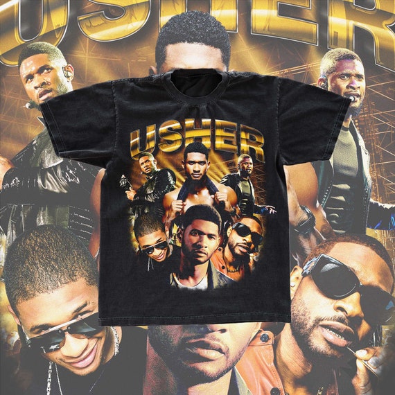 Usher Vintage T-shirt, Bootleg Shirt Png, 90s Rap Tee Png