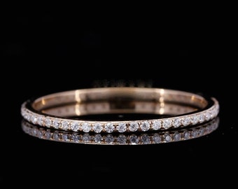 14K Rose Gold Wedding Band Round Cut Moissanite Wedding Ring Round Diamond Full Eternity Engagement Ring Promise Ring Anniversary Gift