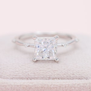 14K White Gold Anniversary Ring Princess Cut Moissanite Engagement Ring Diamond Wedding Ring Promise Ring Anniversary Gift
