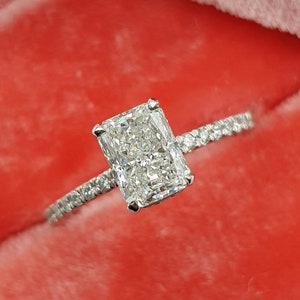 1 CT Radiant Cut Moissanite Wedding Ring 14K White Gold Anniversary Ring Radiant Diamond Engagement Ring Anniversary Gift Promise Ring