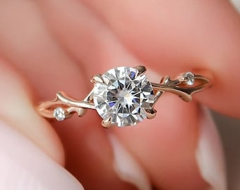 1 CT Round Cut Moissanite Engagement Ring, 14K Solid White Gold Wedding Ring, Anniversary Gift, Bridal Ring