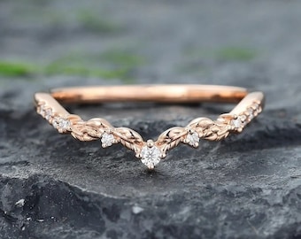 Round Cut Moissanite Eternity Band, 14K Solid Rose Gold Ring, Anniversary Gift, Bridal Ring