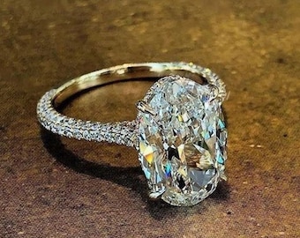 Oval Moissanite Engagement Ring, 14K Yellow Gold Anniversary Ring Oval Diamond Ring Anniversary Gift, Promise Ring, Dainty Oval Wedding Ring