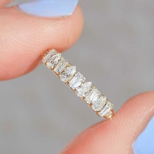 2 TCW Pear And Tapper Moissanite Wedding Band Half Eternity Moissanite Bridal Band For Women Unique Bridal Set Ring Anniversary Band