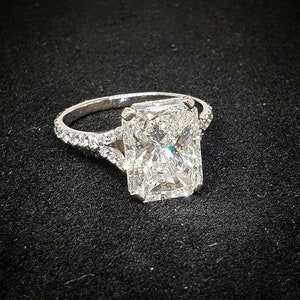 Radiant Cut Moissanite Wedding Ring, 4 CT Radiant Cut Engagement Ring ...
