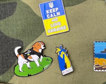 Enamel Dog Pin Made in Ukraine - Custom Lapel Pins for Backpacks, Patriotic Ukrainian pins pack, Patron dog, Made in Ukraine