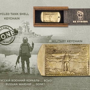 Bruta Dog tagl Keychain for Real Men, Made in Ukraine Metal Keychain, Historical Keychain of Fired Artillery Shell  from Ukraine