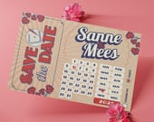 Editable Save the Date Template – Vintage/Retro Style – Canva & InDesign – Wedding Calendar Card – Ceremony/Party – Instant Download