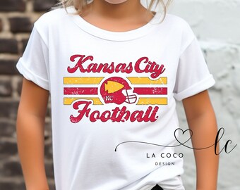 Retro Distressed Kansas City Football Shirt for Kids, Chiefs Football Shirt, Youth KC Football Tee, Vintage Distressed Chiefs Shirt, Gift
