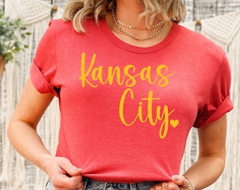 Kansas City  Shirt, Bella+Canvas, Kansas City, Red and Yellow  Shirt, KC.