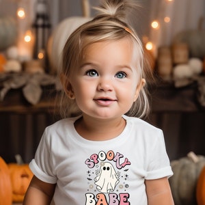 Spooky Babe Toddler Shirt, Cute Fall Girls Shirt, Toddler Youth Fall Tee, Retro Outfit for Girls, Spooky Babe Girls Vintage Halloween Tee