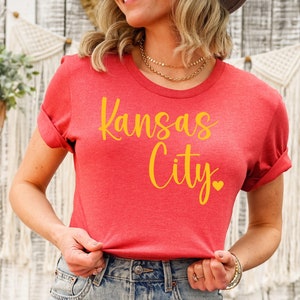Kansas City  Shirt, Bella+Canvas, Kansas City, Red and Yellow  Shirt, KC.