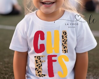 Toddler's Cheetah Print  Shirt for Girls, KC Football Shirt, KC Game Day Shirt, Toddler Girl Kansas City Football Tee, Leopard