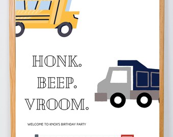 Transportation Birthday Decorations, Vehicle Birthday Welcome Sign, Trucks birthday Decoration, Large transportation sign