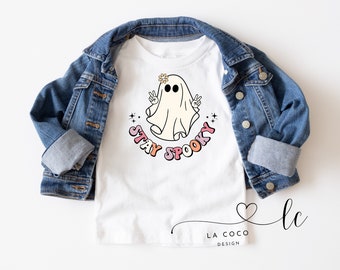 Youth Stay Spooky Halloween T-Shirt, Retro Halloween Shirt for Girls, Cute Ghost Shirt for Kids, Pink Halloween Shirt, Vintage Fall Tee