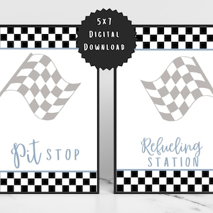 Pit Stop Table Sign, Refueling Station Sign, race car decorations, Food Party Printables, Vintage  Race Car, two fast birthday decoration