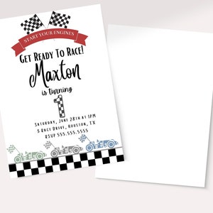 Race Car Birthday Invitation, Race car 1st birthday Party, Fast One Birthday Invitation, Race Car theme birthday party