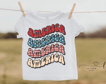 Retro America Infant Tee, Baby and Toddlee 4th of July shirt, Red white and blue Toddler/ baby tshirt