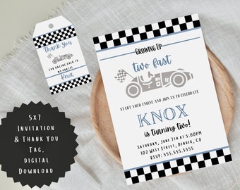 Race Car 2nd Birthday Invitation, Two Fast Birthday Party Instant Download, Race Car Party Invitation