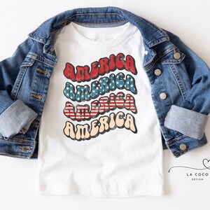 AMERICA Childrens TShirt, 4th of July Toddler Tee, Red, White and Blue Kids shirt