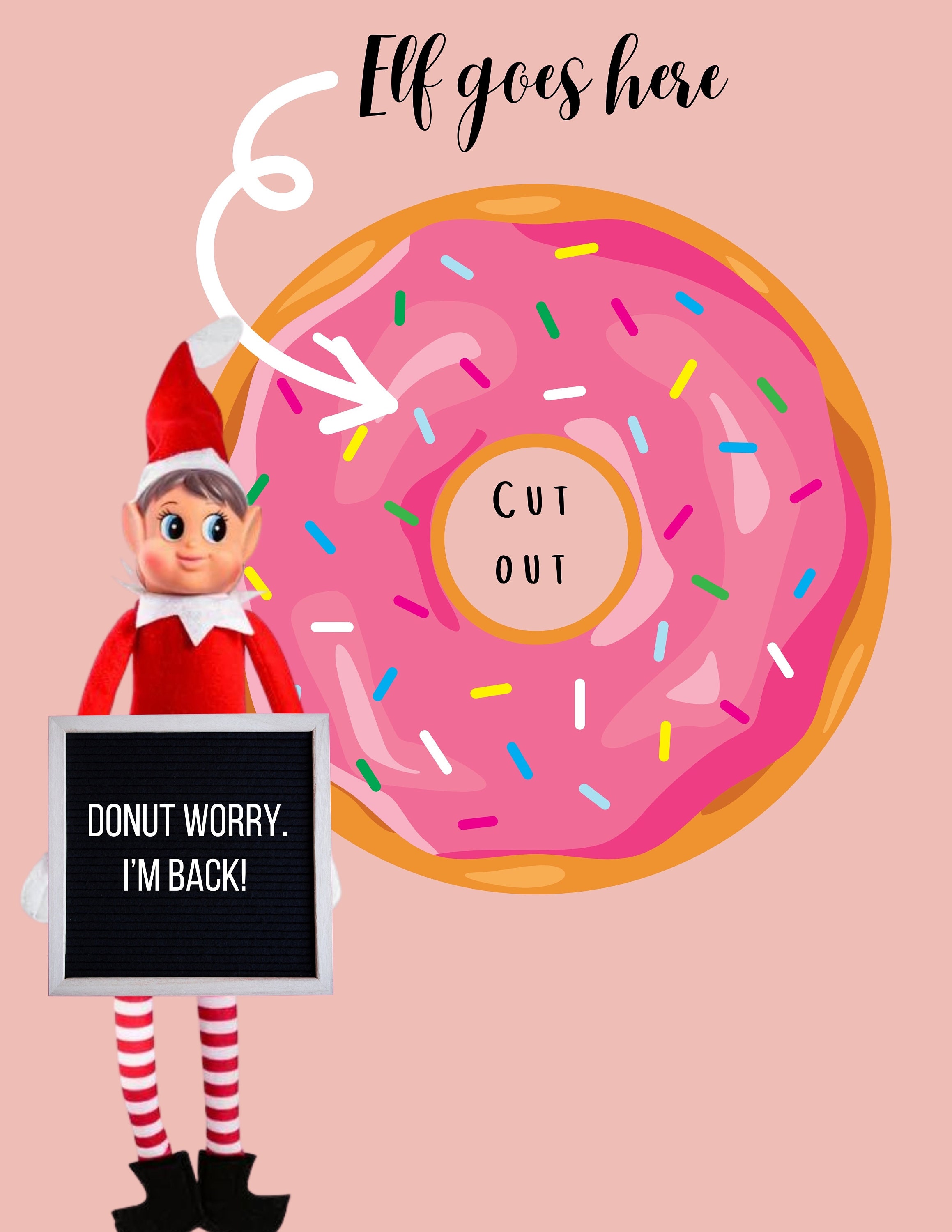 druckbare donut elf requisiten, einfache diy elf magie, donut elf