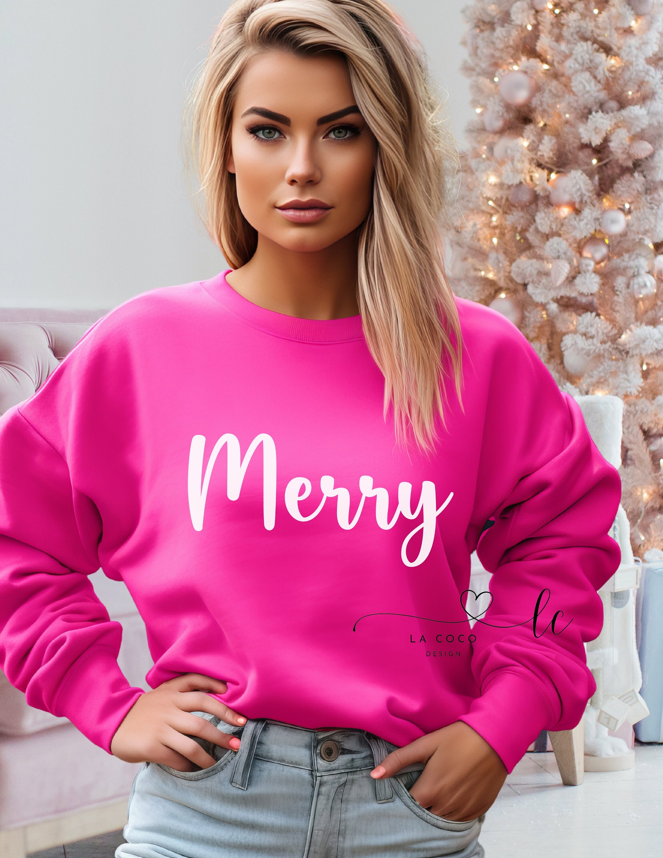 Merry sweatshirt pink hotsell