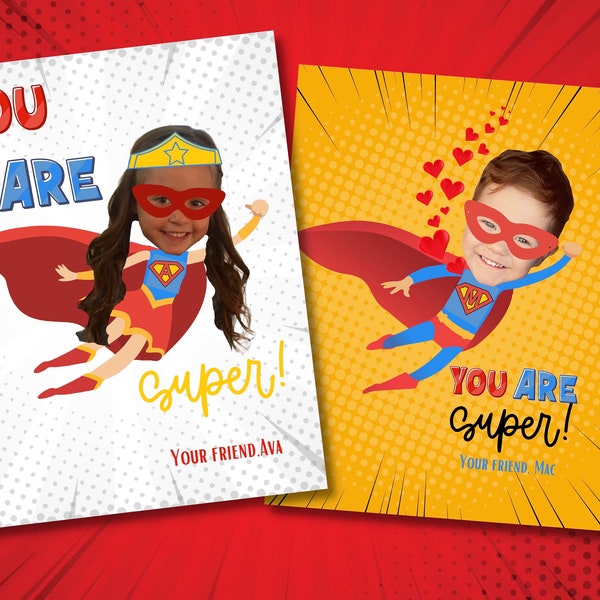 Custom photo Valentines,  Valentine Cards, Custom Valentine Cards, Boy or Girl Valentines, Photo Valentines, superheroes