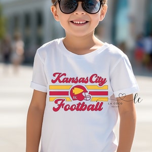 Camiseta de fútbol de Kansas City para niños, camiseta de los Chiefs para jóvenes, camiseta retro de KC, camiseta de fútbol vintage de KC, camiseta para niños o niñas, regalo para niños