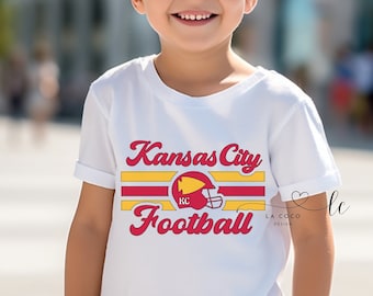 Kids Kansas City Football Shirt, Youth Chiefs T-Shirt, Retro KC Tee, Vintage KC Football Shirt, Boys or Girls Shirt, Gift for Kids