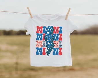 Baby 4th of July shirt, Mom and Minni 4th of July Shirt, Baby Girls Patriotic Shirt, Red, White and Blue Toddler Shirt. Size 6-24 months