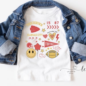 Camiseta Touch Down Kansas City para niños pequeños / Camiseta de fútbol de Kansas City / Camiseta / Camiseta de los Chiefs / Retro KC