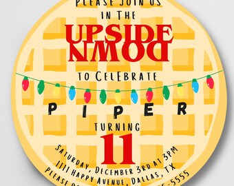 Stranger kids Waffle Invitation, Eleven Birthday Invitation, Stranger Party, Stranger  Invite,